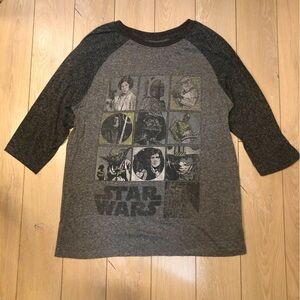 Philcos Star Wars Raglan 3/4 Long Sleeve T Shirt in Black & Gray Size L